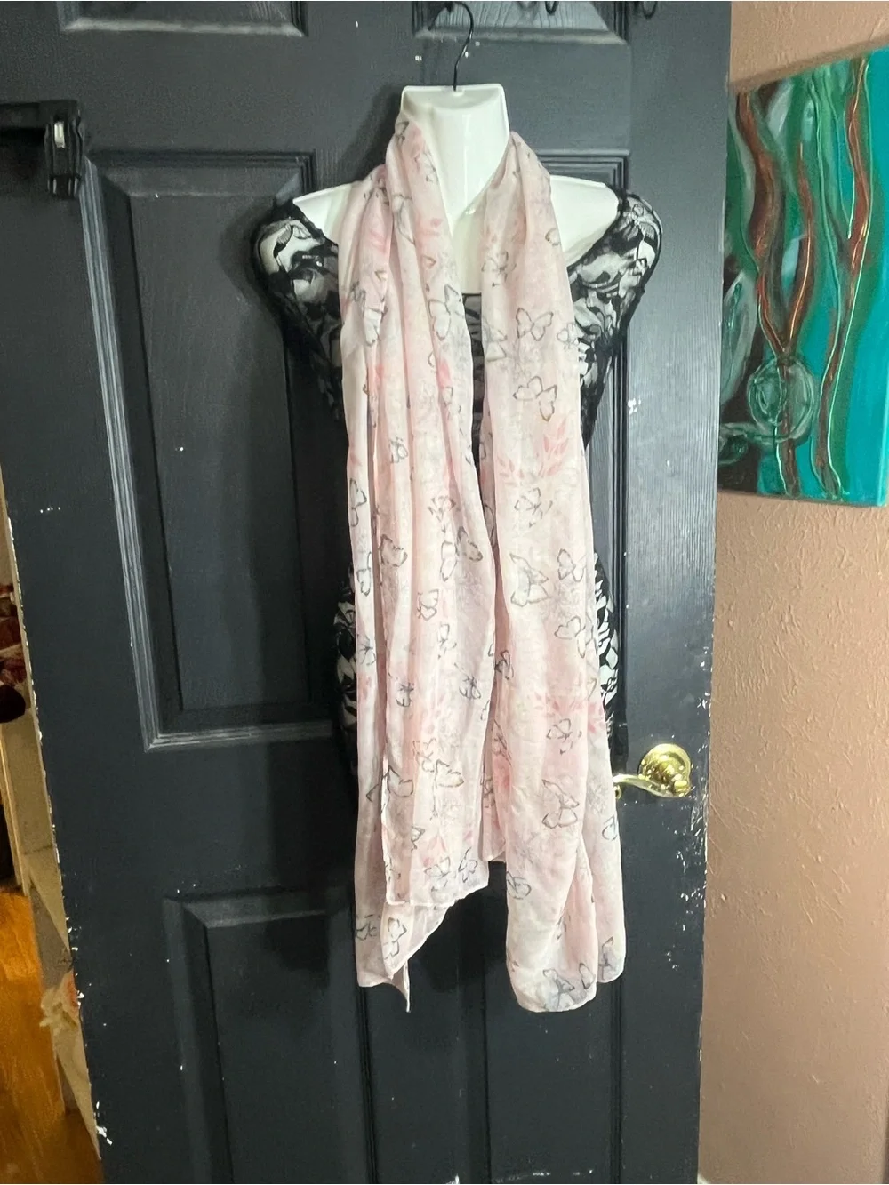 Light Pink Butterfly Print Scarf - Women Accessories